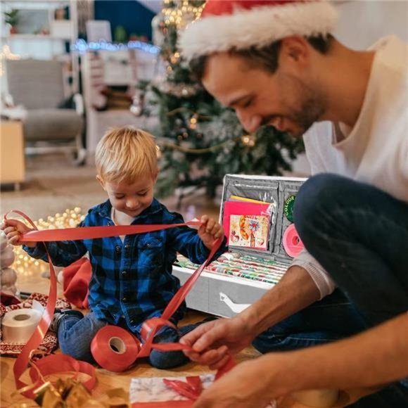 Wrapping Paper Storage Container | Gift Wrap Organizer Under Bed 41”x14”x6” Box - Picture 5 of 6